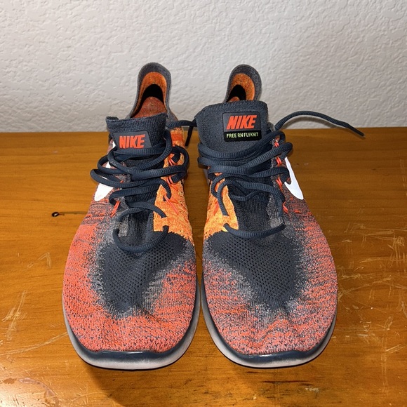 Nike Free Run RN flyknit, 880843-401, men’s US 11.5 orange and gray - Picture 3 of 6